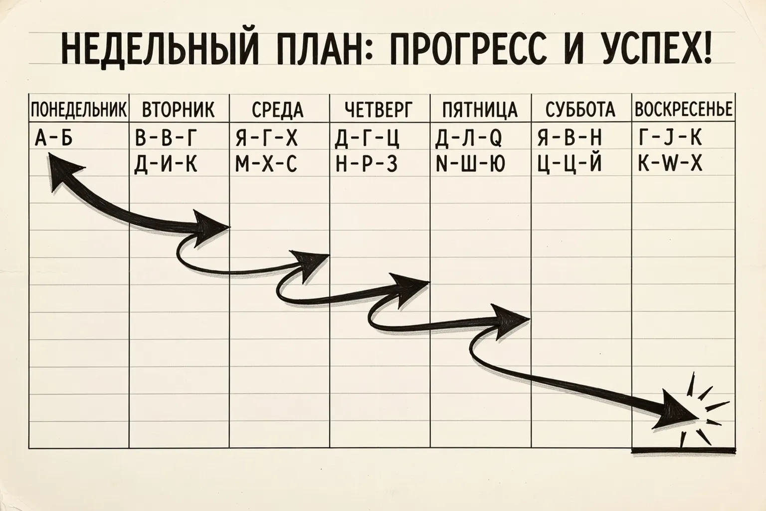 Illustration alphabet-cyrillique-7-jours